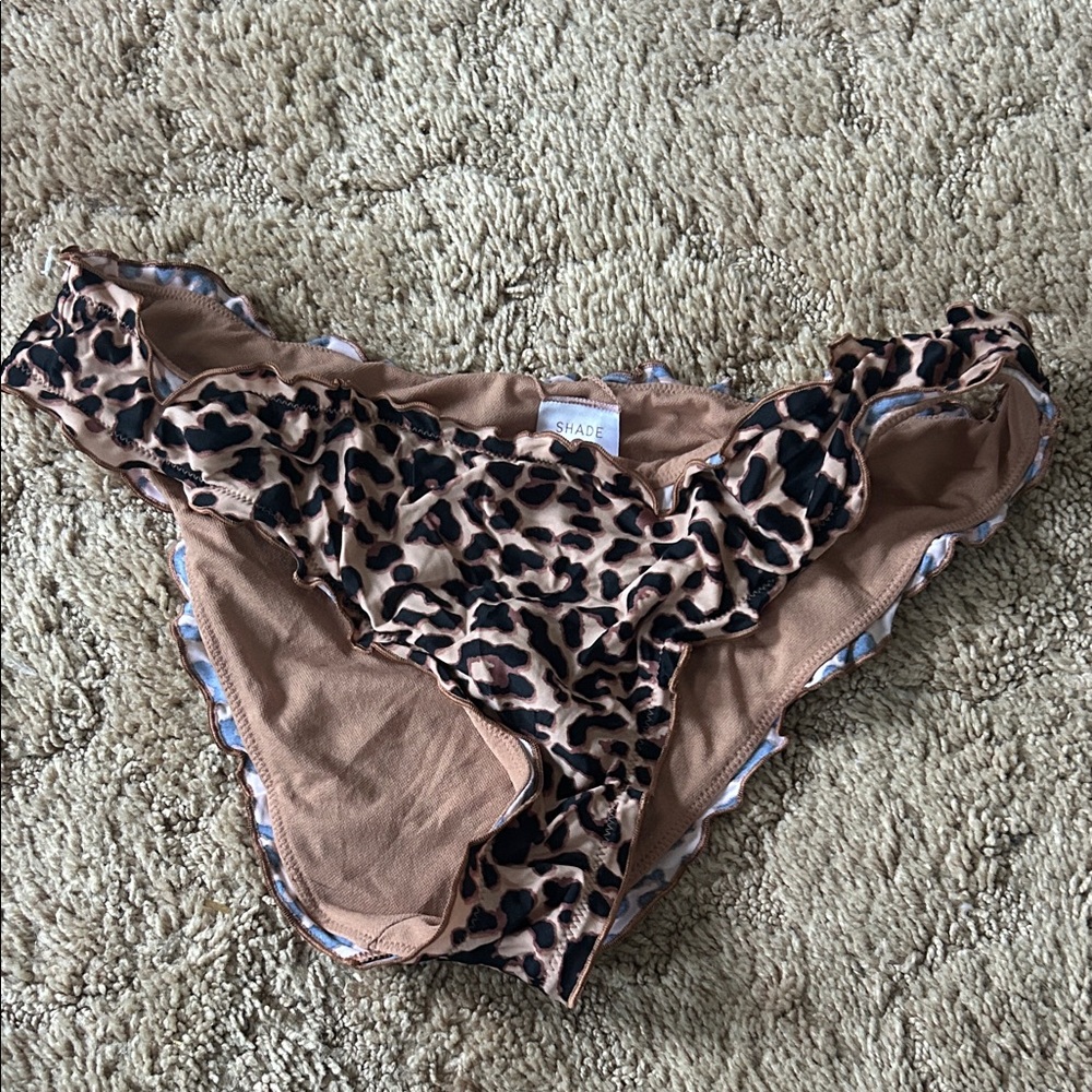 Shade and Shore Leopard Print Ruffle Bikini Bottoms